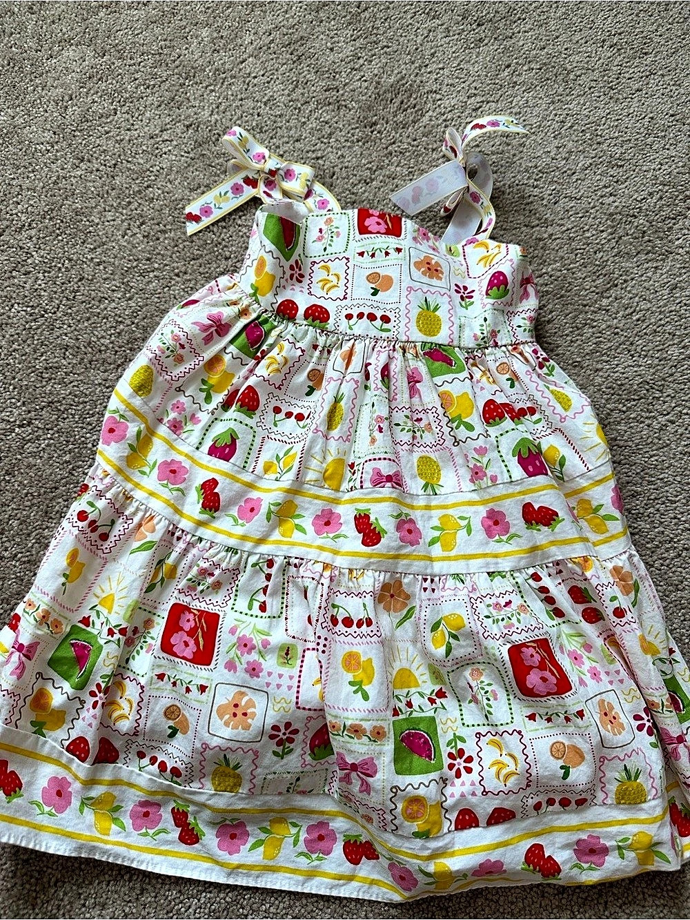 Girls Floral Sundress White & Multicolor 3T New
